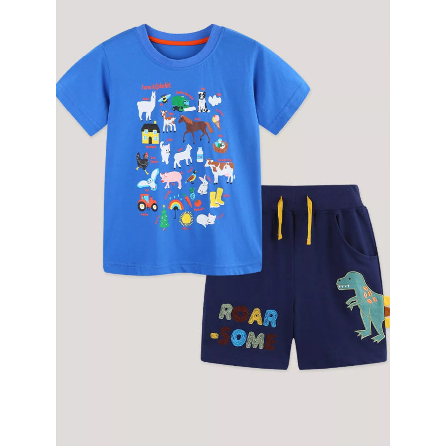 Children’s Farm Alphabet T-Shirt and Dinosaur Adventure Pants Set Apparel and Accessories