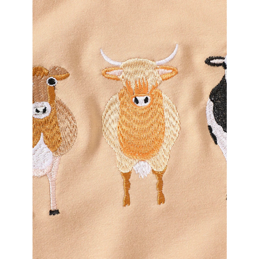 Children’s Farm Animal Embroidered Top and Pants Set Apparel and Accessories
