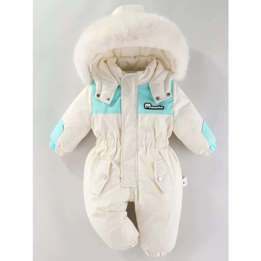 Children’s Faux Fur Hood One-Piece Cream / 2T Apparel and Accessories