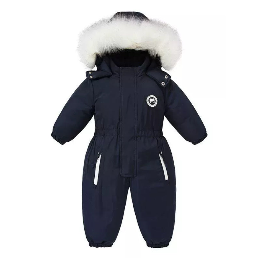 Children’s Faux Fur Hood One-Piece Dark Navy / 2T Apparel and Accessories