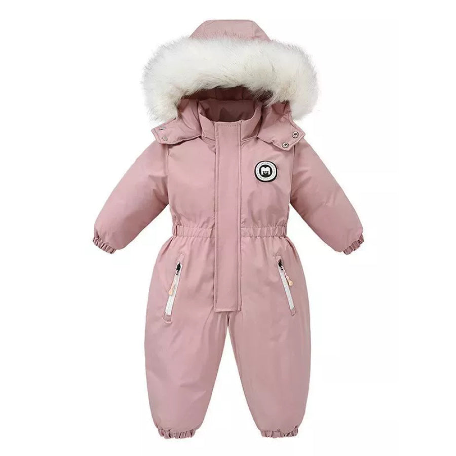 Children’s Faux Fur Hood One-Piece Dusty Pink / 2T Apparel and Accessories