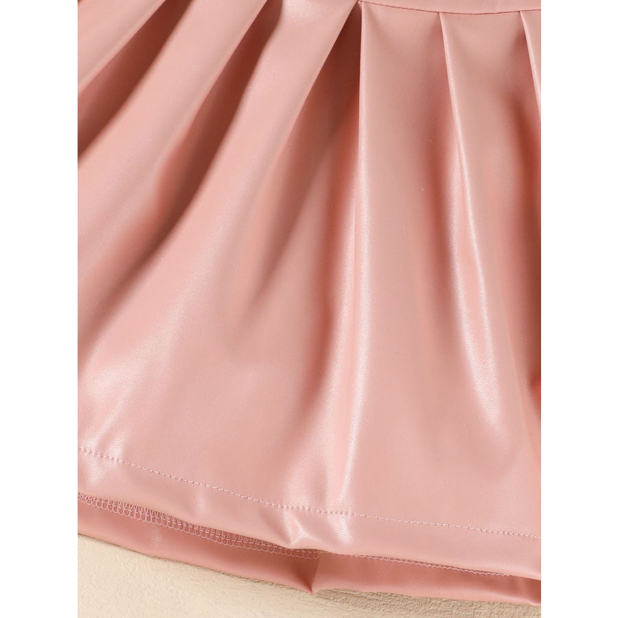 Children’s Faux Leather Jacket & Pleated Skirt Set Apparel and Accessories