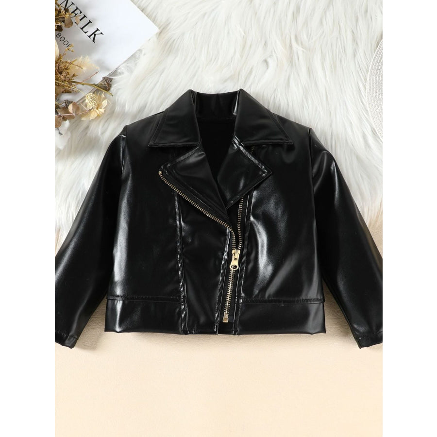 Children’s Faux Leather Jacket & Pleated Skirt Set Apparel and Accessories