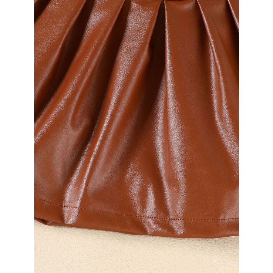 Children’s Faux Leather Jacket & Pleated Skirt Set Apparel and Accessories