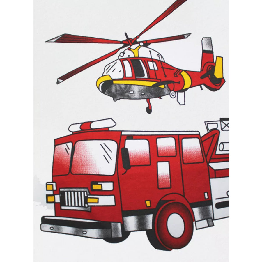 Children’s Fire Truck and Helicopter Graphic T-Shirt Apparel and Accessories