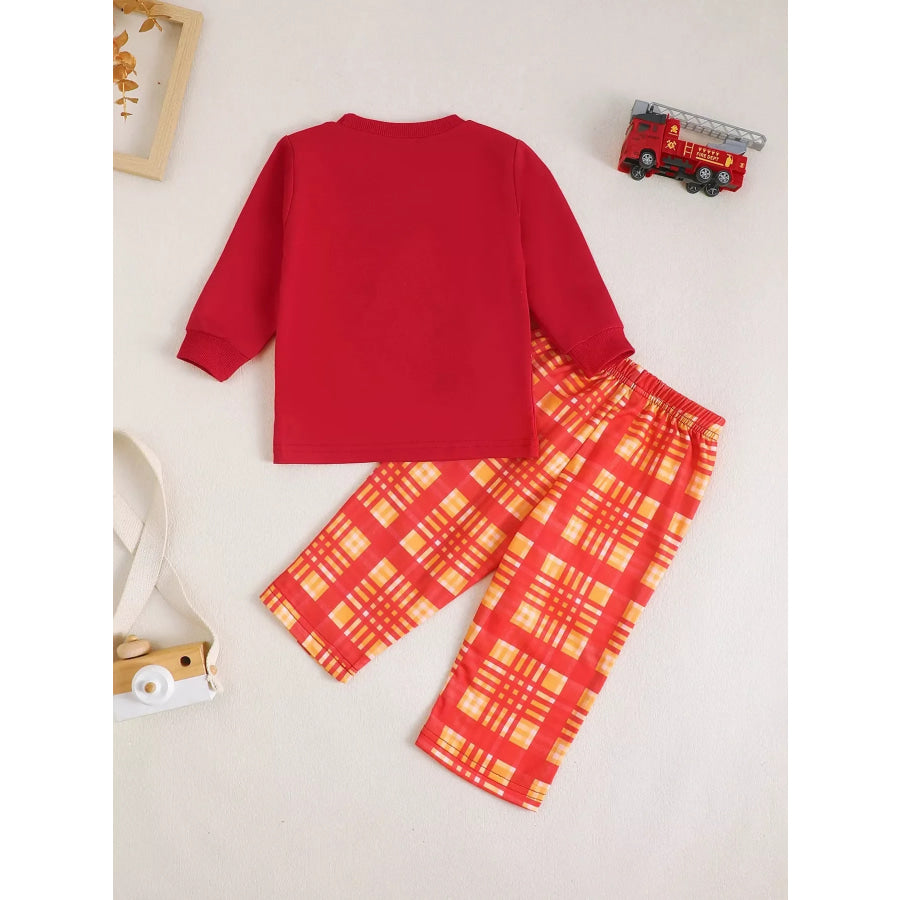 Children’s Fire Truck Embroidered Top and Pants Set Apparel and Accessories