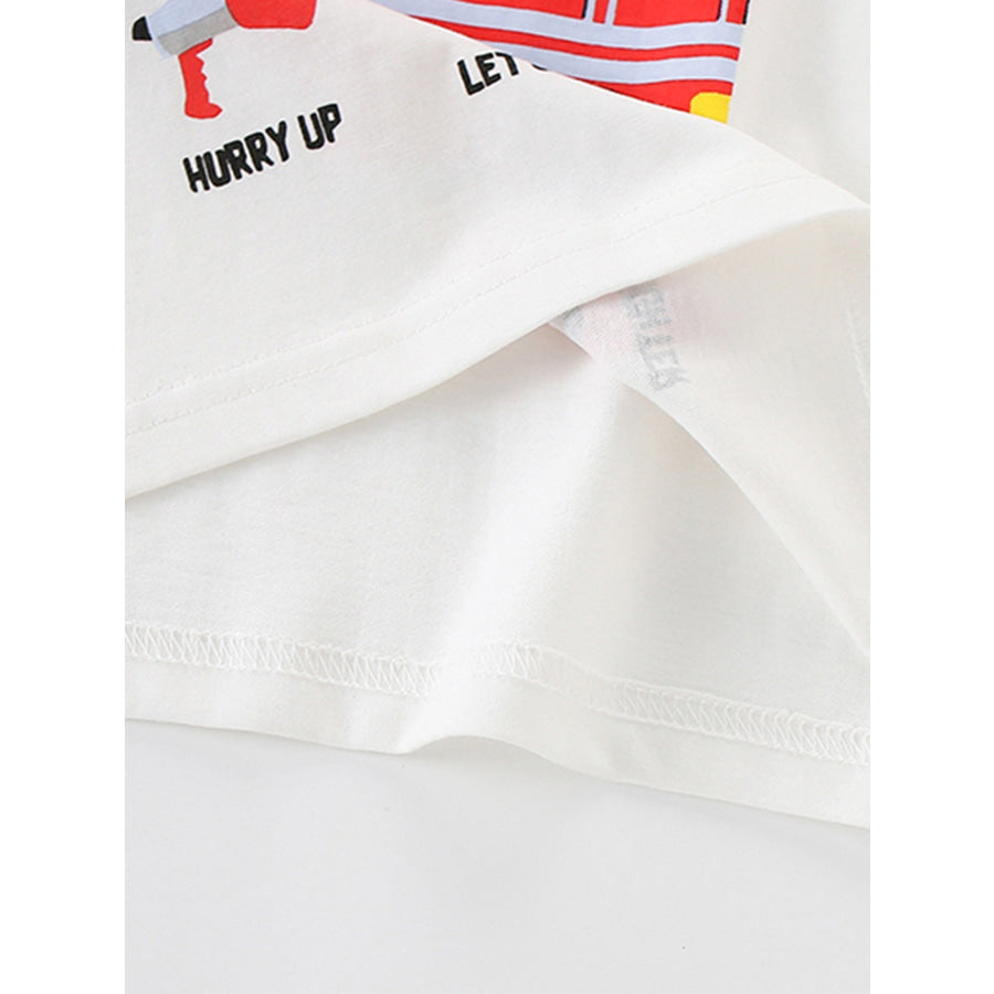 Children’s Fire Truck Graphic Crew Neck T-Shirt Apparel and Accessories