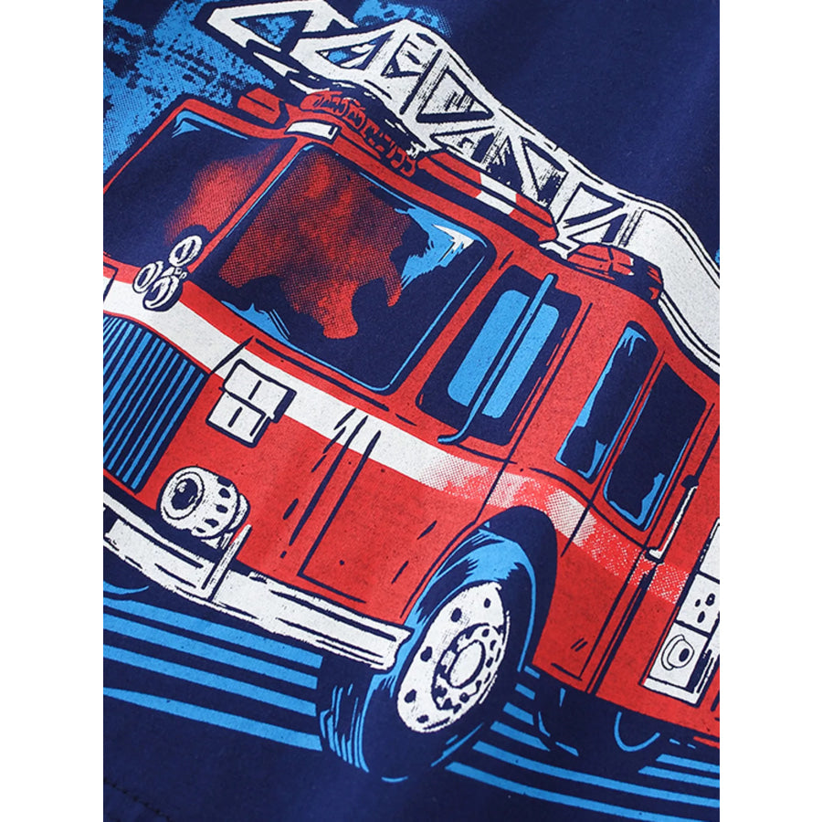 Children’s Fire Truck Graphic Short Sleeve T-Shirt Apparel and Accessories