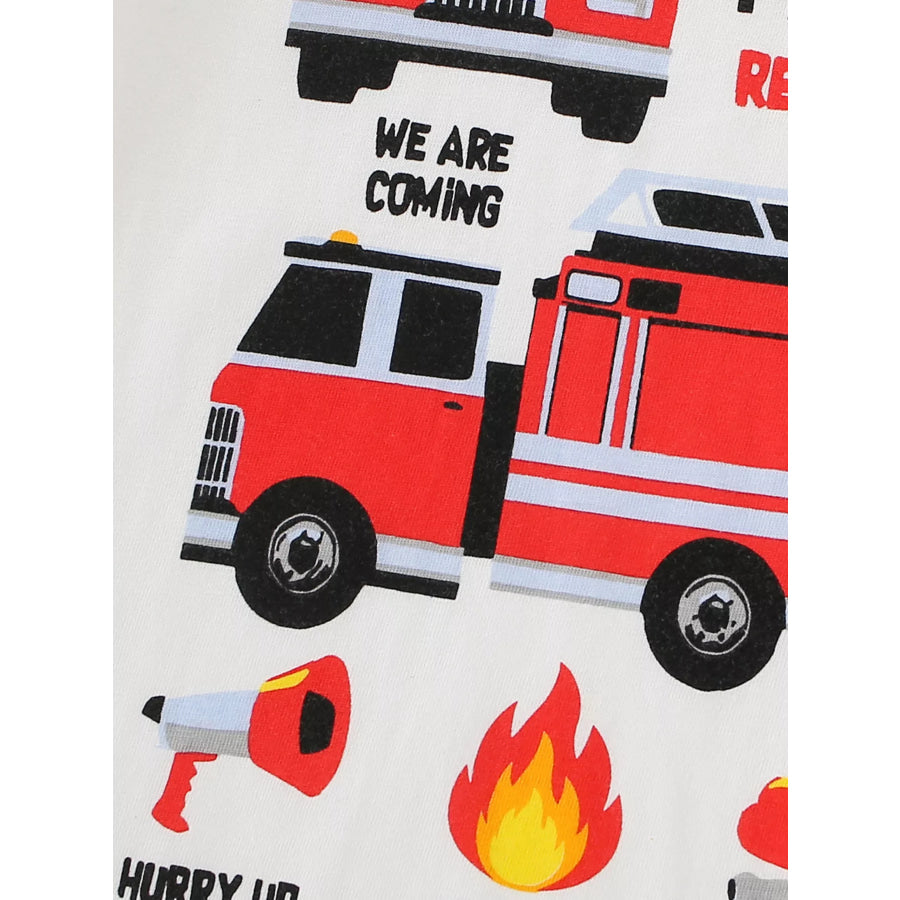 Children’s Fire Truck Graphic Short Sleeve T-Shirt Apparel and Accessories