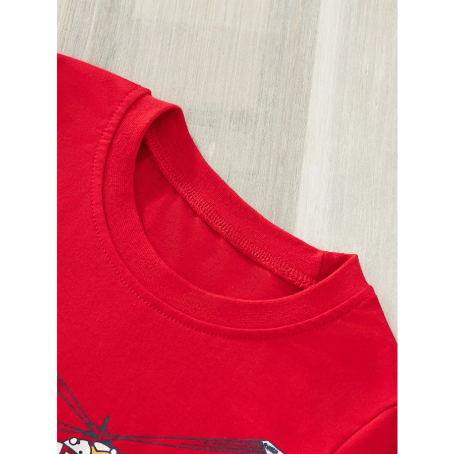 Children’s Fire Truck & Helicopter Graphic Short Sleeve T-Shirt Apparel and Accessories