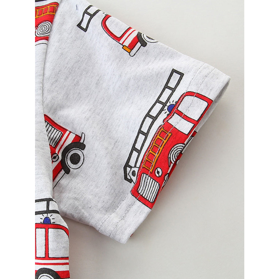 Children’s Fire Truck Print Crew Neck T-Shirt Apparel and Accessories