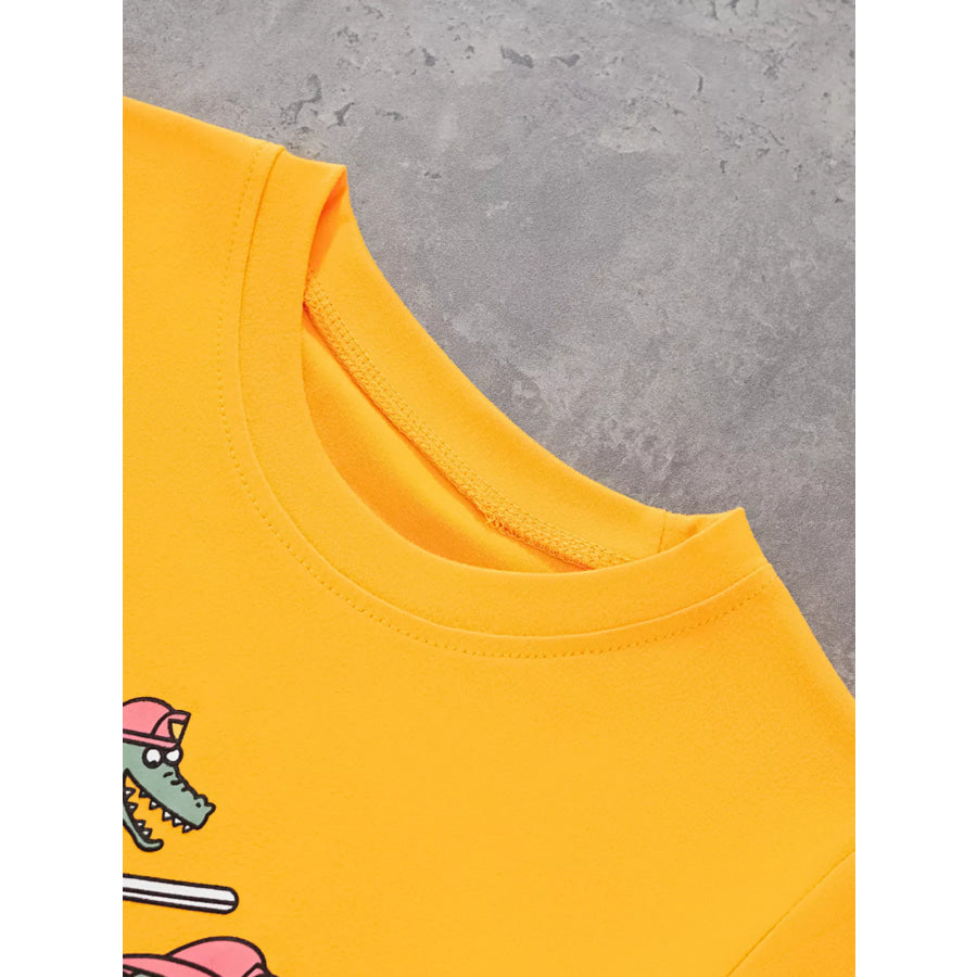 Children’s Firefighter Animal Graphic Round Neck T-Shirt Apparel and Accessories