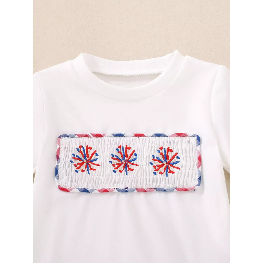 Children’s Fireworks Round Neck Tee and Plaid Shorts Set Apparel and Accessories