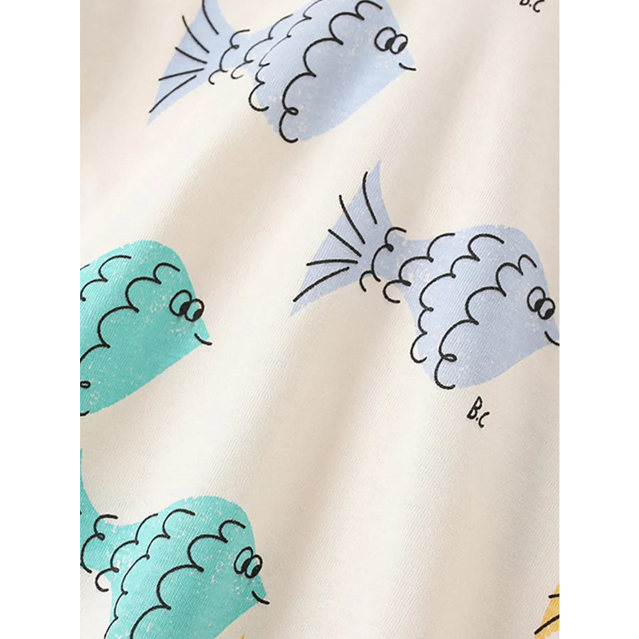 Children’s Fish Print Round Neck T-Shirt Apparel and Accessories