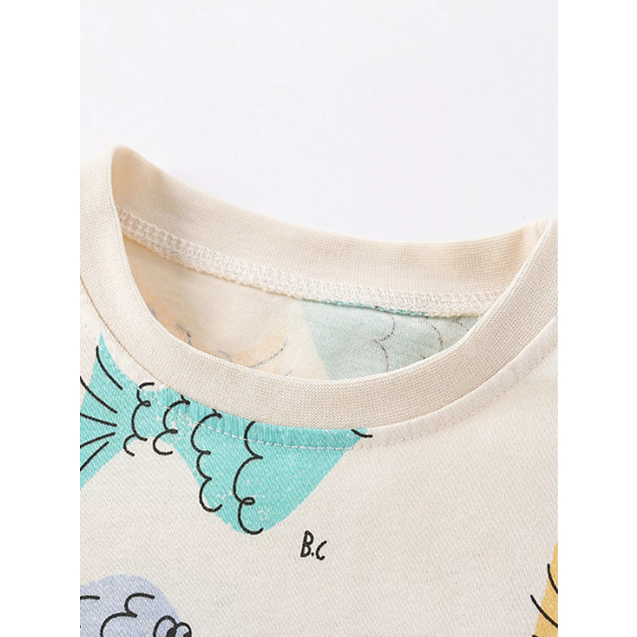 Children’s Fish Print Round Neck T-Shirt Apparel and Accessories