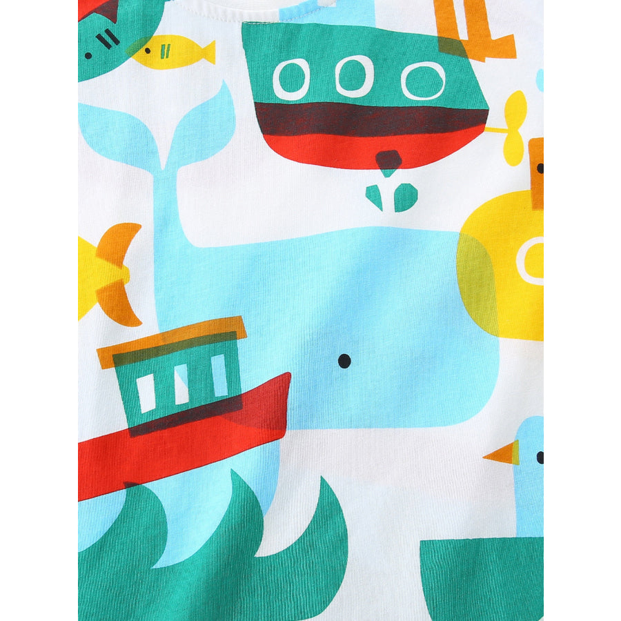 Children’s Fish Print Round Neck Tee Apparel and Accessories
