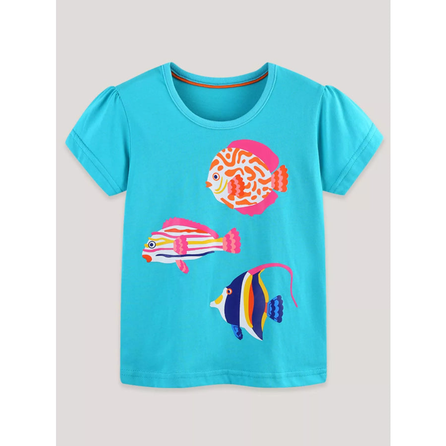 Children’s Fish Print Short Sleeve T-Shirt Apparel and Accessories