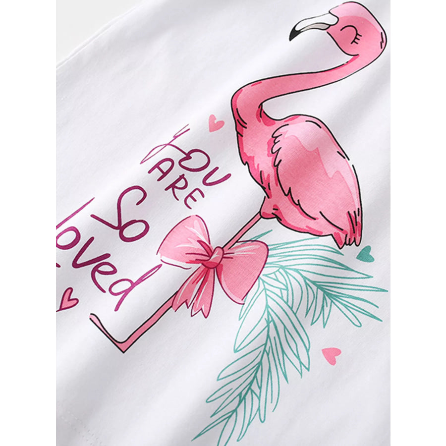 Children’s Flamingo Graphic Ruffle Sleeve T-Shirt Apparel and Accessories