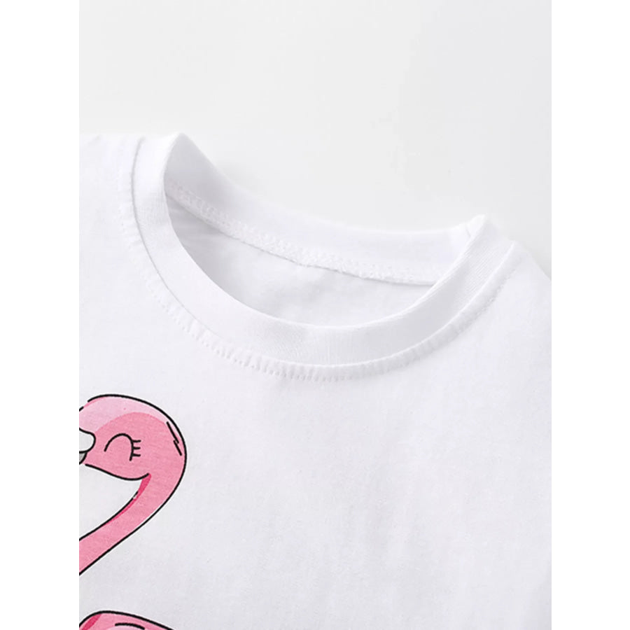 Children’s Flamingo Graphic Ruffle Sleeve T-Shirt Apparel and Accessories