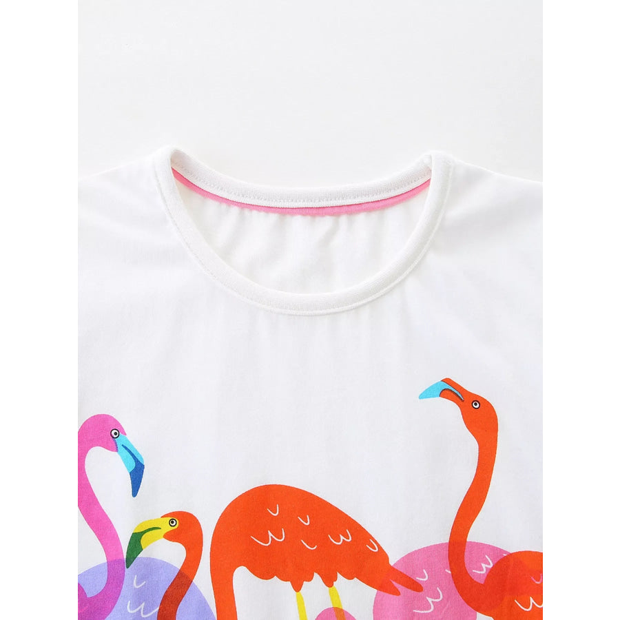 Children’s Flamingo Print Short Sleeve T-Shirt Apparel and Accessories