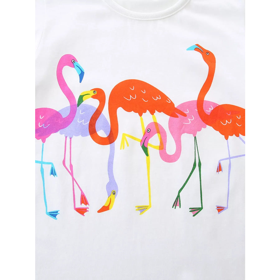 Children’s Flamingo Print Short Sleeve T-Shirt Apparel and Accessories