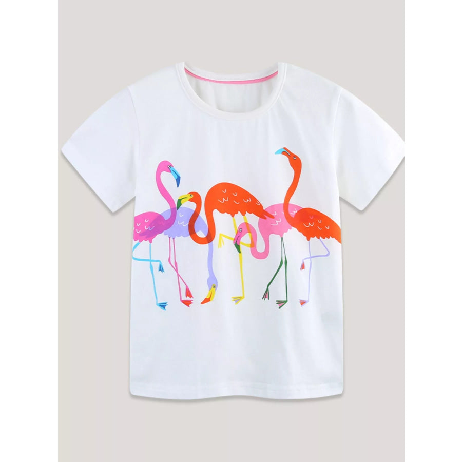 Children’s Flamingo Print Short Sleeve T-Shirt Apparel and Accessories