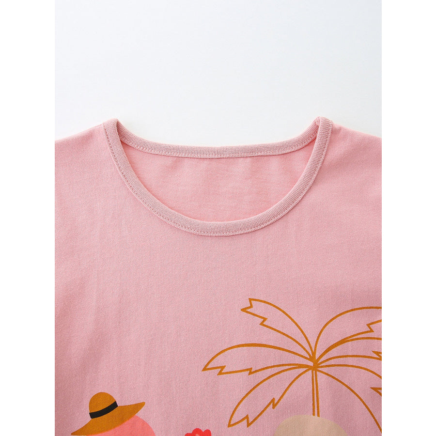 Children’s Flamingo Print Tee and Shorts Set Apparel and Accessories