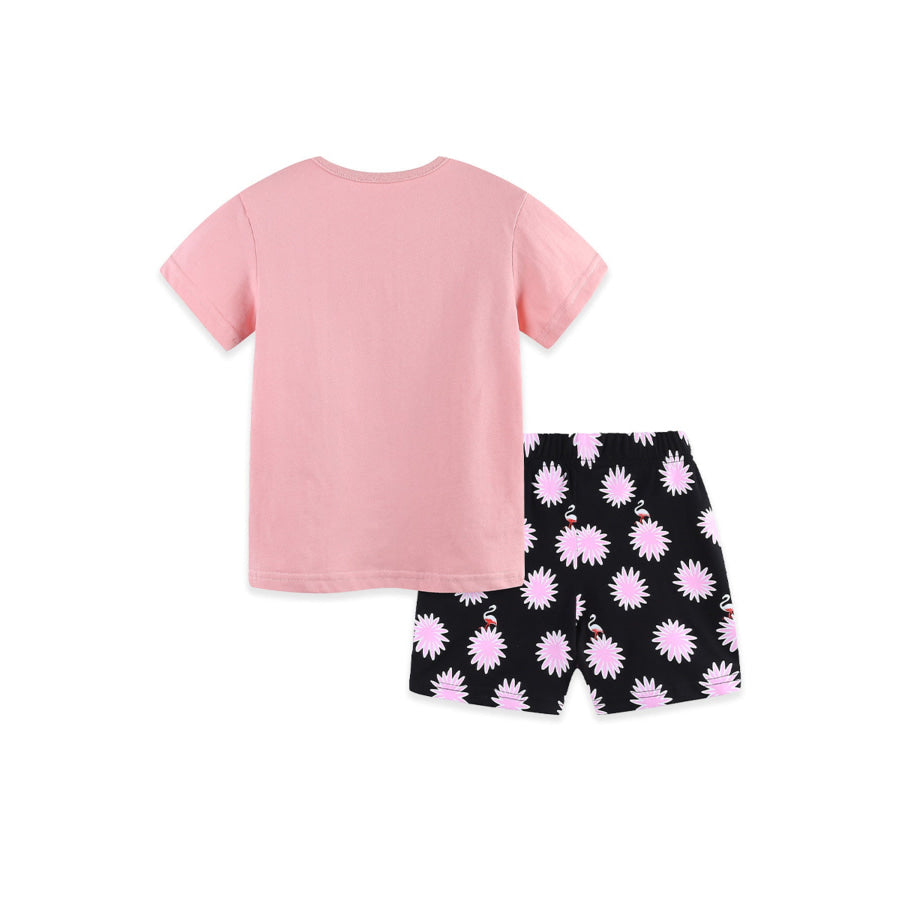Children’s Flamingo Print Tee and Shorts Set Apparel and Accessories