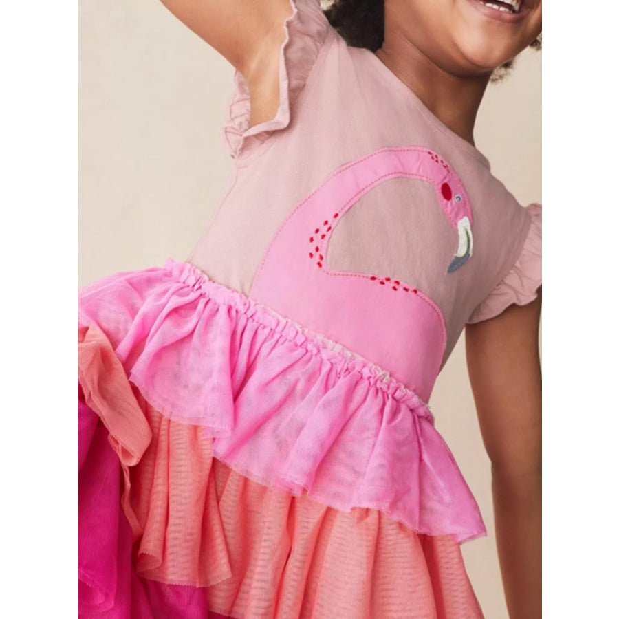Children’s Flamingo Ruffle Tulle Dress Blush Pink / 2Y Apparel and Accessories