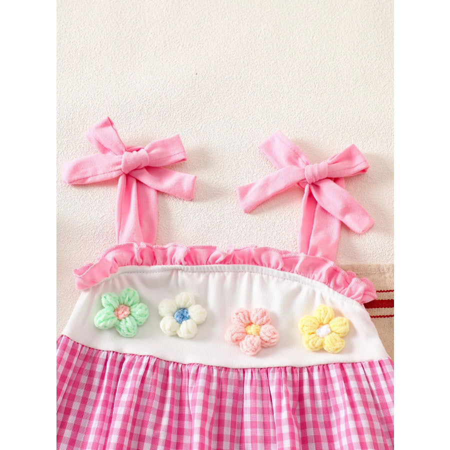Children’s Floral Applique Gingham Cami Top & Shorts Set Apparel and Accessories