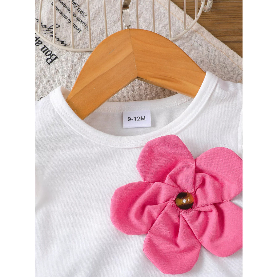 Children’s Floral Applique Ruffle Sleeve Top & Skirt Set Apparel and Accessories