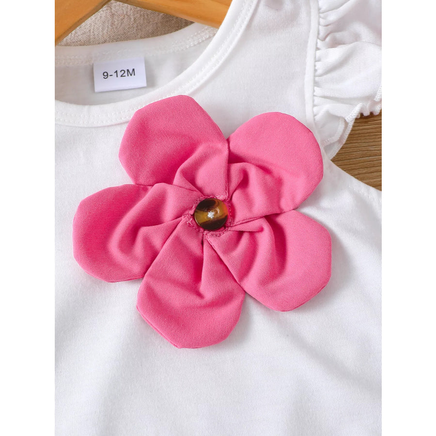 Children’s Floral Applique Ruffle Sleeve Top & Skirt Set Apparel and Accessories