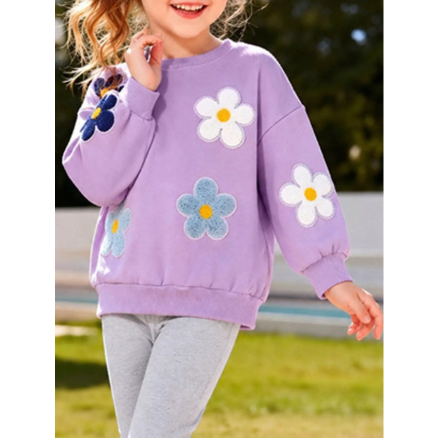 Children’s Floral Applique Sweatshirt and Leggings Set Apparel and Accessories