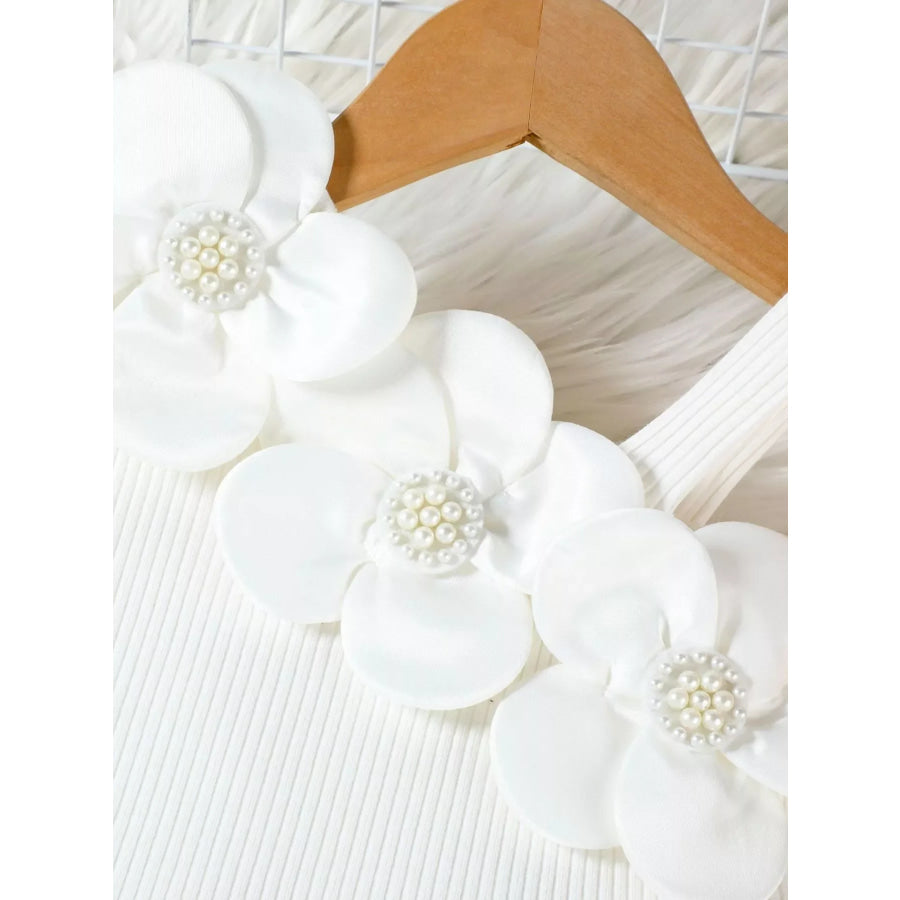 Children’s Floral Applique Tank Top & Pleated Skirt Set Apparel and Accessories