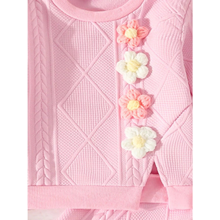 Children’s Floral Applique Top and Pants Set Apparel and Accessories