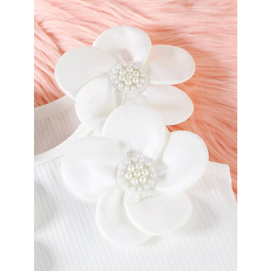 Children’s Floral Applique Top & Bow Decor Skirt Set Apparel and Accessories