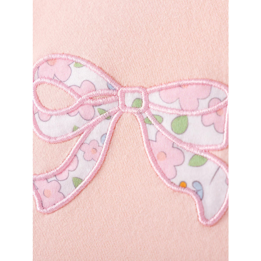 Children’s Floral Bowknot Ruffle Sleeve Top & Cropped Pants Set Apparel and Accessories