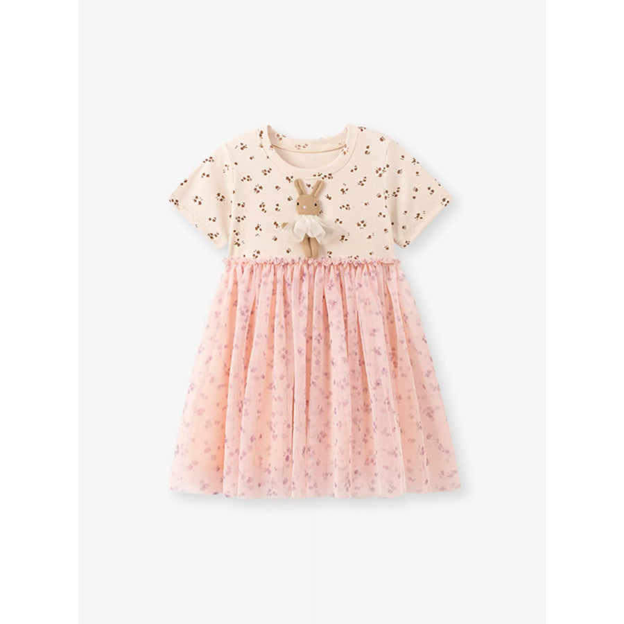 Children’s Floral Bunny Applique Tulle Dress Apparel and Accessories