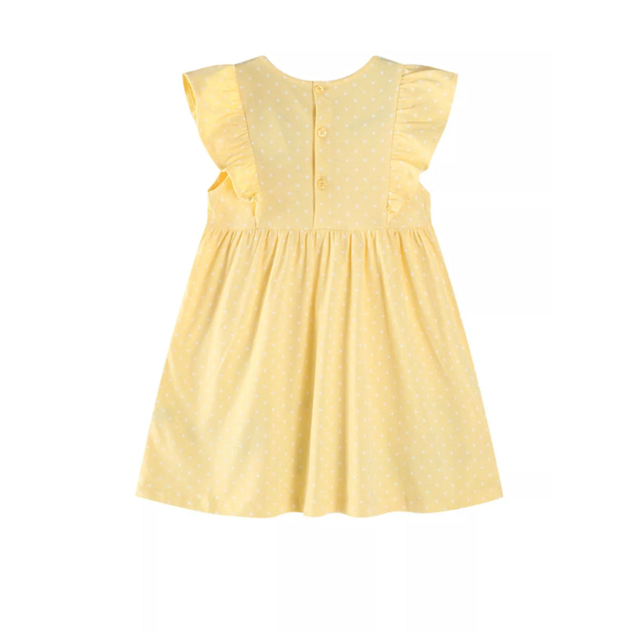 Children’s Floral Bunny Embroidered Polka Dot Dress Apparel and Accessories