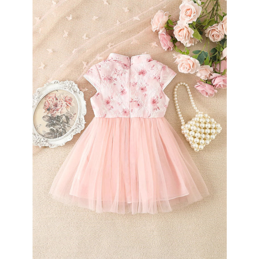Children’s Floral Cap Sleeve Tulle Dress Apparel and Accessories