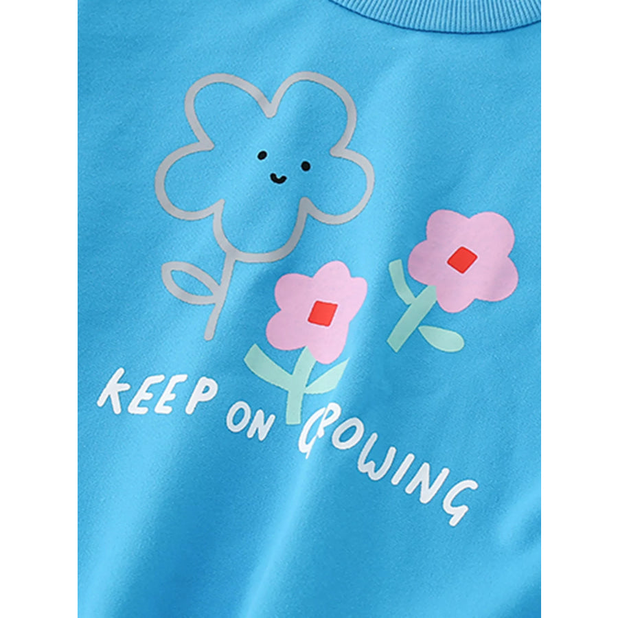 Children’s Floral Crew Neck Casual Sweatshirt Apparel and Accessories