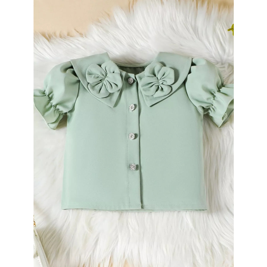Children’s Floral Decor Ruffle Trim Top & Pants Set Apparel and Accessories