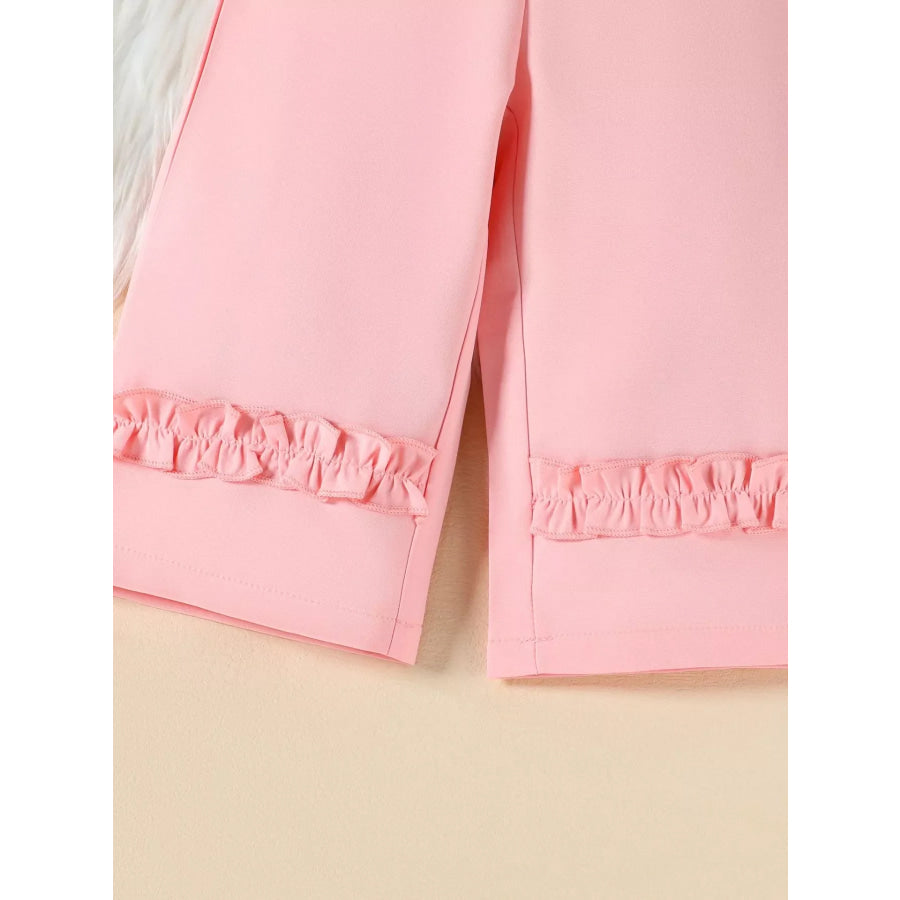 Children’s Floral Decor Ruffle Trim Top & Pants Set Apparel and Accessories