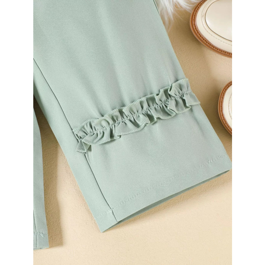 Children’s Floral Decor Ruffle Trim Top & Pants Set Apparel and Accessories