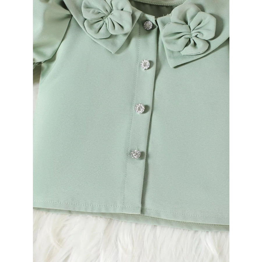 Children’s Floral Decor Ruffle Trim Top & Pants Set Apparel and Accessories