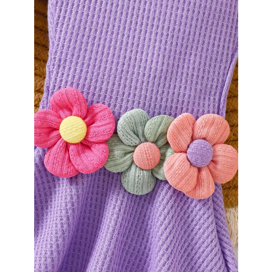 Children’s Floral Decor Smocked Ruffle Hem Jumpsuit Apparel and Accessories