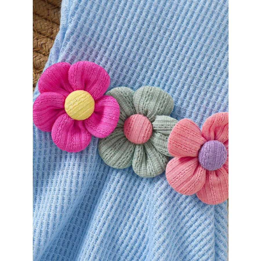 Children’s Floral Decor Smocked Ruffle Hem Jumpsuit Apparel and Accessories