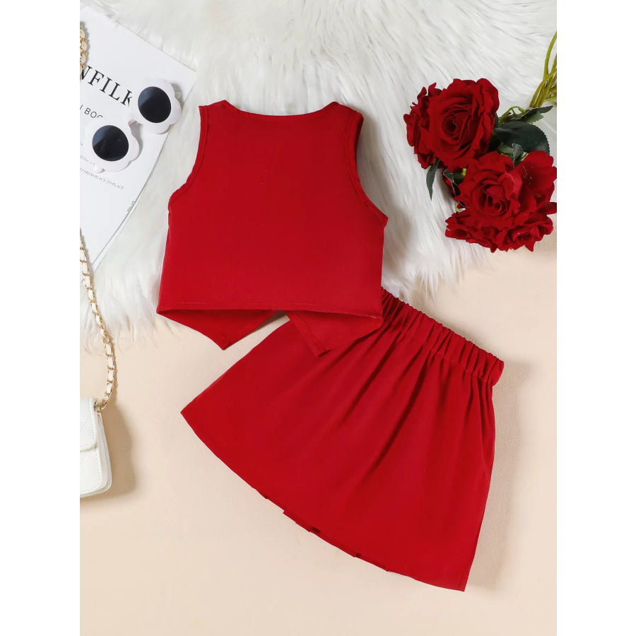 Children’s Floral Decor Vest & Pleated Skirt Set Apparel and Accessories