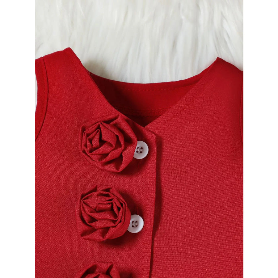 Children’s Floral Decor Vest & Pleated Skirt Set Apparel and Accessories
