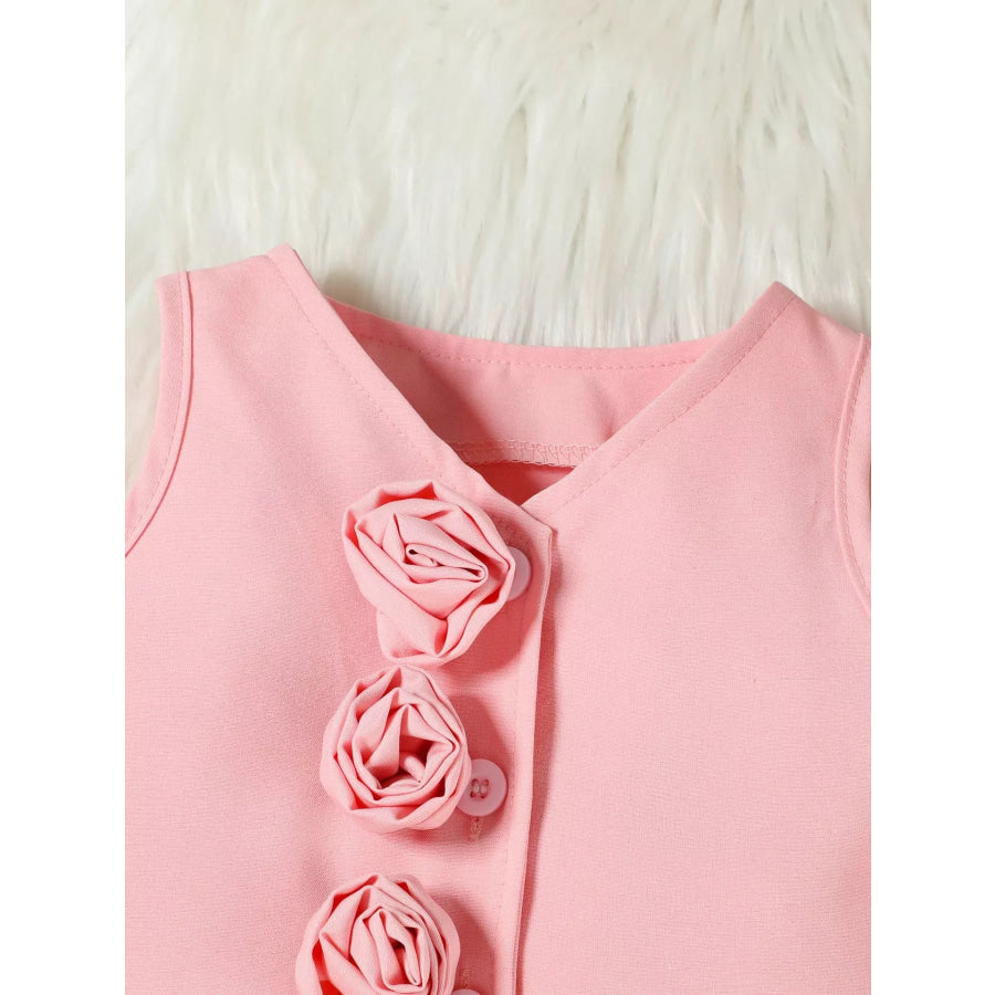 Children’s Floral Decor Vest & Pleated Skirt Set Apparel and Accessories